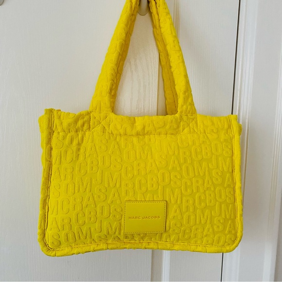 NWOT Marc Jacobs Golden Kiwi Monogram Yellow Terry Fabric Tote Shoulder Bag - Picture 1 of 15